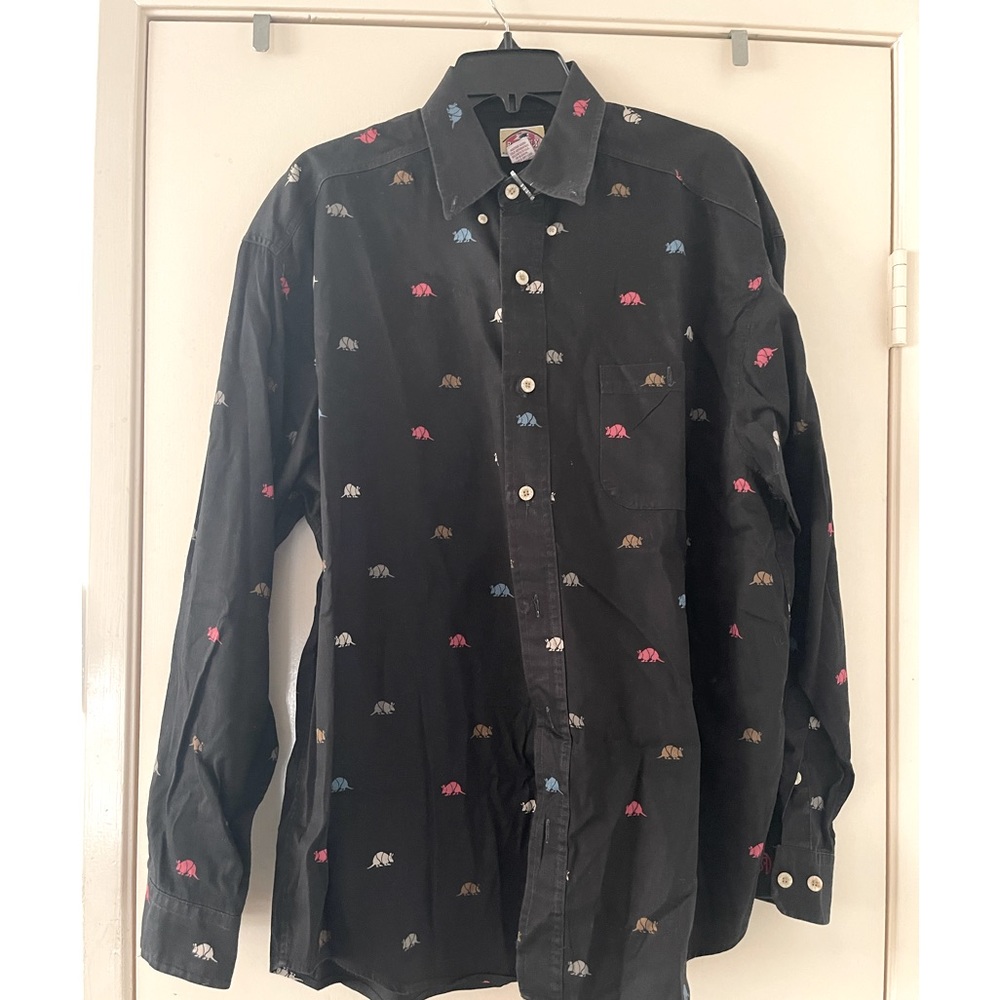 Barn Fly Button Down Shirt Armadillo Design